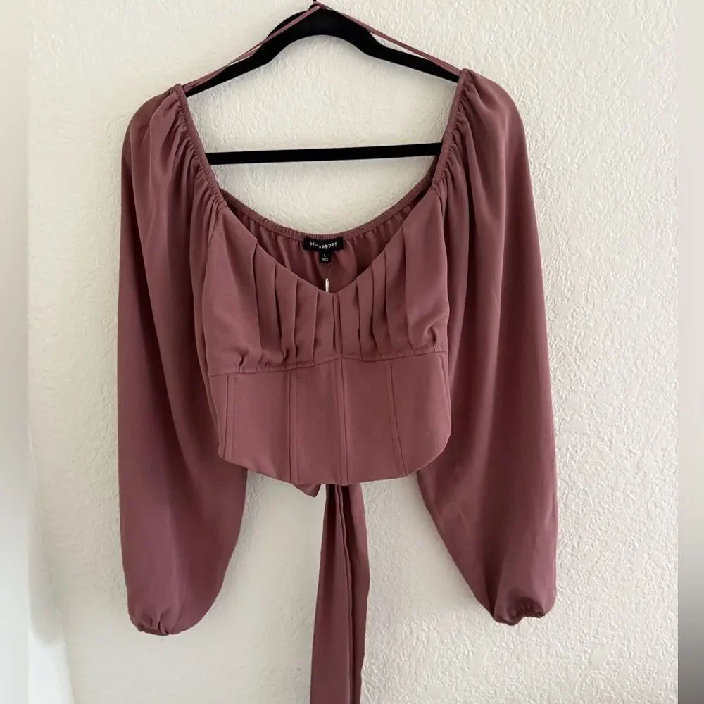 Blu Pepper Dusty Rose Pleated Blouse